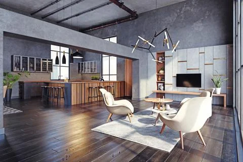Modern living interior Stock Illustration