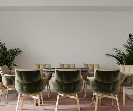 Modern living room with chairs and table, 3d render Stock Illustration