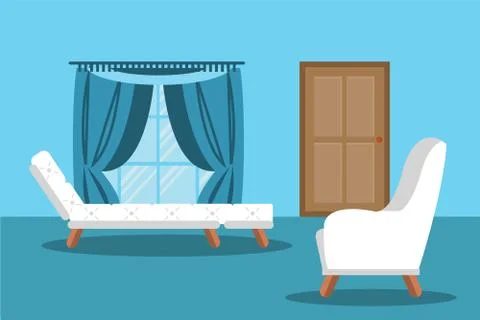 Modern living room interior vector illustration Stock Illustration