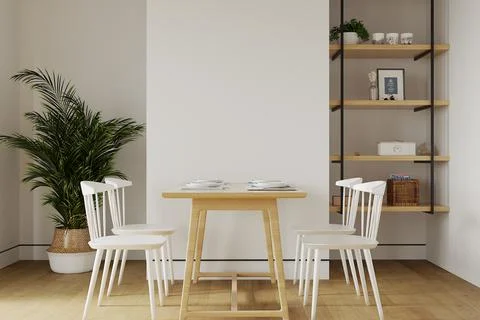 Modern living room with table in front of the white wall, 3d render Stock Illustration