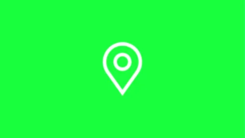 Modern location pin icon on bright green background for navigation Stock Footage 331503060