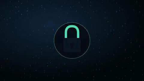 Modern lock icon with digital binary background Stock Illustration