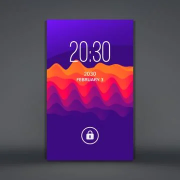 Modern lock screen for mobile apps. Abstract background with trendy gradients Stock Illustration