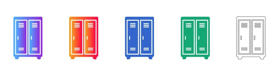 Modern Locker Storage Icons in Multiple Colors Stock Illustration