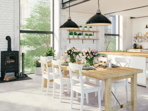 Modern loft apartment. 3d rendering Stock Illustration