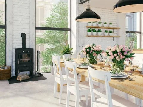 Modern loft apartment. 3d rendering Stock Illustration