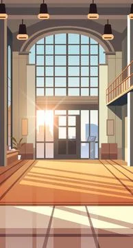 Modern loft interior of office corridor with furniture empty no people business Stock Illustration