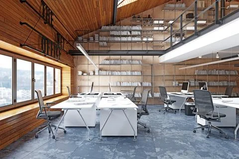 Modern loft office interior Stock Illustration