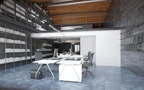 Modern loft office interior Stock Illustration