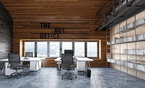 Modern loft office interior Stock Illustration