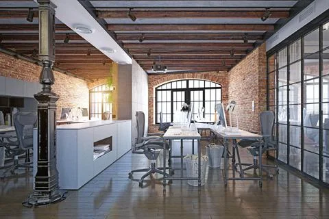 Modern loft office interior Stock Illustration