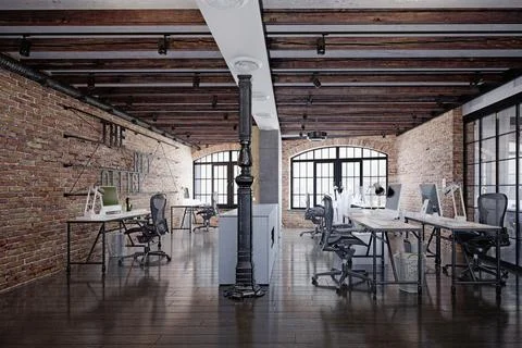 Modern loft office interior Stock Illustration