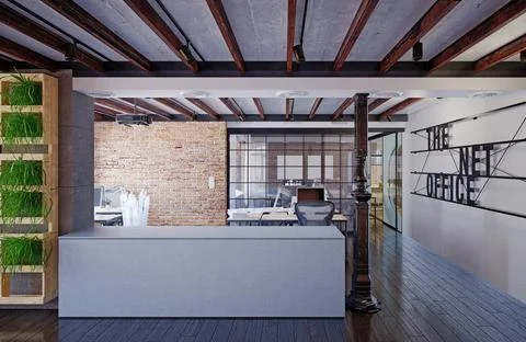 Modern loft office interior Stock Illustration