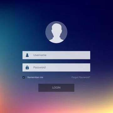 Modern login form interface design with username and password Illustrazione stock