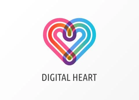 Modern logo concept with heart - technology, biotechnology, charity, digital  Stock Illustration