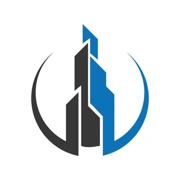 Modern Logo Design For Data Finance Real Estate Investment Building icon vector Ilustración de archivo