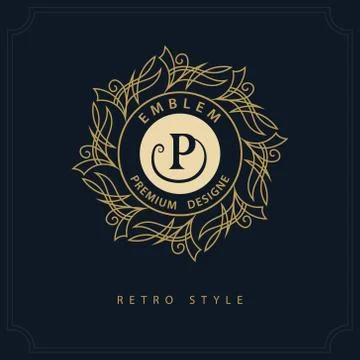 Modern logo design. Geometric initial monogram template. Letter emblem P.   Stock-Illustration