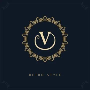 Modern logo design. Geometric initial monogram template. Letter emblem V.   스톡 일러스트