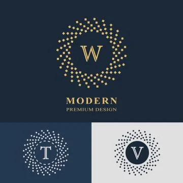 Modern logo design. Geometric linear monogram template. Letter emblem W, T, V Stock-Illustration