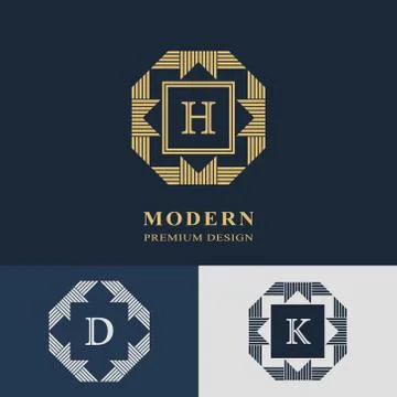Modern logo design. Geometric linear monogram template. Letter emblem H, D, K Stock-Illustration