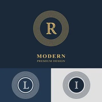 Modern logo design. Geometric linear monogram template. Letter emblem R, L, I Stock-Illustration