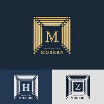 Modern logo design. Geometric linear monogram template. Letter emblem M, H, Z 스톡 일러스트