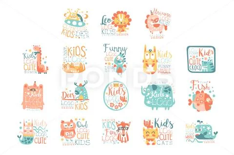 Modern Logo Design For Kids With Animals And Fantasy Characters
