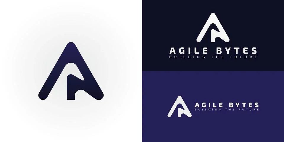 The modern logo is ideal for a forward-thinking software development company. Stock Illustration