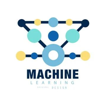 Modern logo of machine learning. Computer training. Geometric technology icon Illustrazione stock
