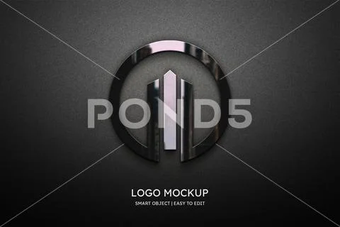 Modern logo mockup on black wall PSD-Vorlage