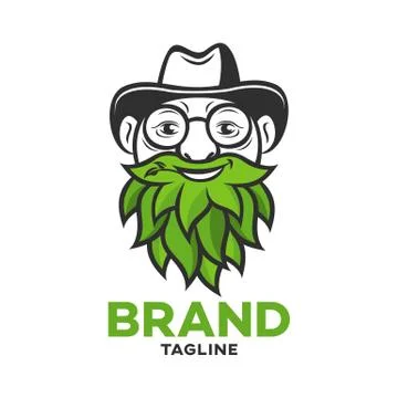 Modern logo old man with a beard of leaves Stock Illustration