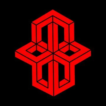 Modern logo. Optical illusion shapes. Optical art objects. Impossible figures Stock Illustration