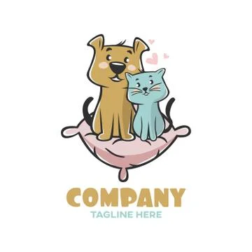 Modern logo pets cat and dog on the pillow Stock Illustration