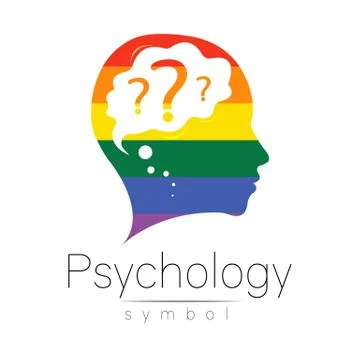 Modern logotype head with question inside brain . Logo sign of Psychology Illustrazione stock