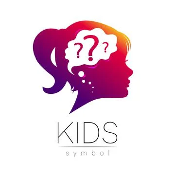 Modern logotype head with question inside brain . Logo sign of Psychology Stock-Illustration