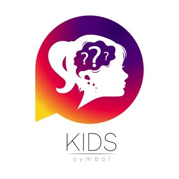 Modern logotype head with question inside brain . Logo sign of Psychology Stock Illustration