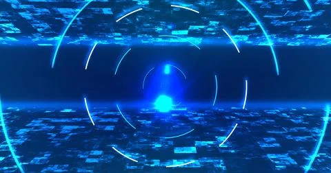 Modern looking awesome circular elliptical technology HUD moving tunnel bg... Illustrazione stock