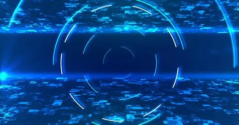 Modern looking awesome circular elliptical technology HUD moving tunnel bg... Illustrazione stock