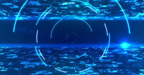 Modern looking awesome circular elliptical technology HUD moving tunnel bg... Illustrazione stock