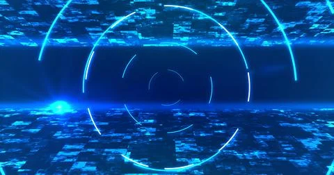 Modern looking awesome circular elliptical technology HUD moving tunnel bg... Illustrazione stock
