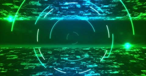 Modern looking awesome circular elliptical technology HUD moving tunnel bg... Illustrazione stock