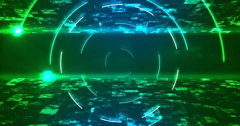 Modern looking awesome circular elliptical technology HUD moving tunnel bg... 库存插图
