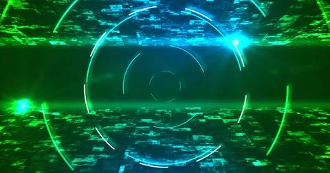 Modern looking awesome circular elliptical technology HUD moving tunnel bg... イラスト素材