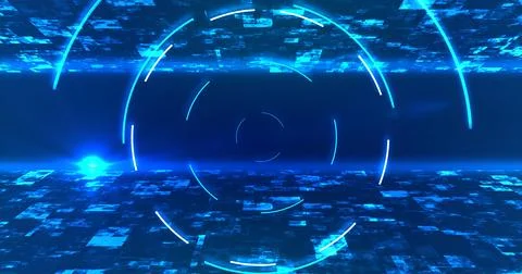 Modern looking awesome circular elliptical technology HUD moving tunnel bg... 스톡 일러스트