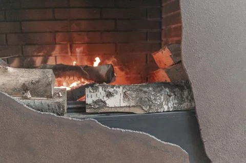 Modern looking fireplace Fotos Stock