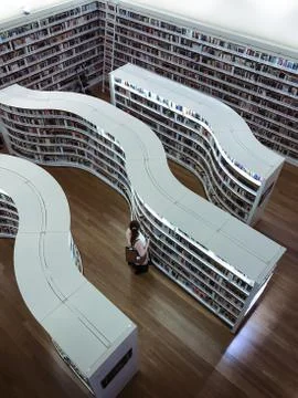 Modern looking layout in Library at Orchard Stock Photos