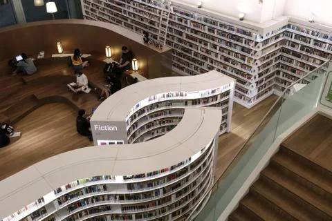 Modern looking layout in Library at Orchard Stock Photos