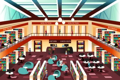 Modern looking library Illustrazione stock