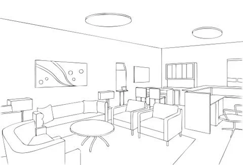 Modern Lounge Interior Stock Illustration