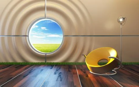 Modern lounge room interior Stock Illustration